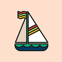 Cute sailboat sticker, summer travel graphic psd