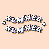 Summer word sticker, wavy typography vector