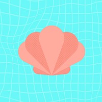 Cute clam shell sticker, underwater graphic vector