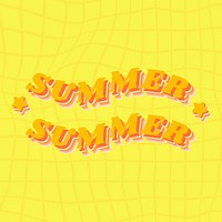 Summer word sticker, wavy typography psd