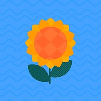 Cute sunflower sticker, summer floral graphic vector