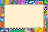 Funky 90s frame background, cool colorful border vector