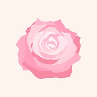 Pink rose sticker, feminine flower illustration vector