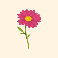 Pink gerbera sticker, feminine flower illustration vector