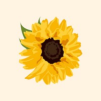 Yellow flower sticker, sunflower spring illustration vector