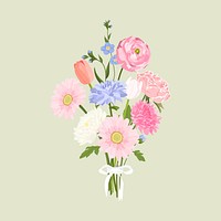 Pink flower bouquet clipart, Valentine's gift vector