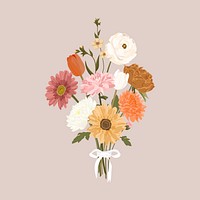 Aesthetic flower bouquet clipart, realistic illustration psd