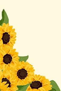 Yellow spring background, sunflower border