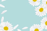 Blue daisy background, white flower border