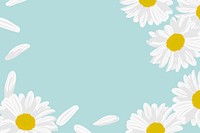 Blue daisy background, white flower border psd