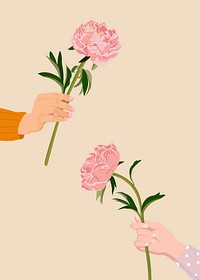 Pink peony background, aesthetic flowers vector