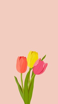 Colorful tulips mobile wallpaper, pink | Premium PSD - rawpixel