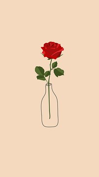 Valentine&rsquo;s celebration mobile wallpaper, red rose in a vase vector