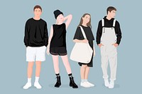  Teen friends clipart, aesthetic illustration