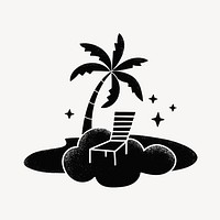 Black beach clipart, island illustration