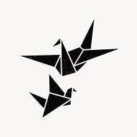 Origami bird clipart, black illustration
