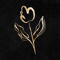 Tulip flower sticker, gold aesthetic illustration vector