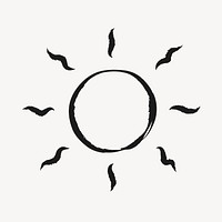 Sun, weather sticker, cute doodle in black vector