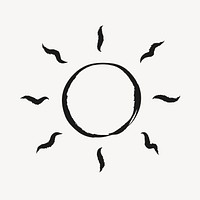 Sun, weather sticker, cute doodle in black psd