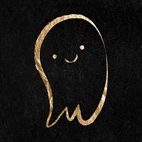 Cute ghost sticker, gold aesthetic illustration vector