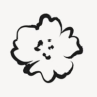 Flower sticker, cute doodle in black vector