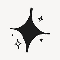 Sparkle sticker, cute doodle in black vector