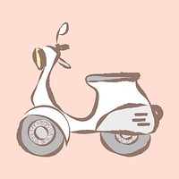 Motorcycle scooter sticker, pastel doodle in aesthetic design vector