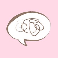 Speech bubble sticker, pastel doodle in aesthetic design psd