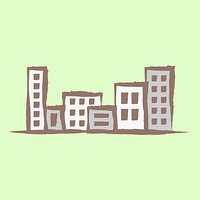 Office buildings sticker, pastel doodle in aesthetic design vector