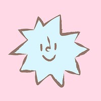 Smiling face emoticon sticker, pastel doodle in aesthetic design vector