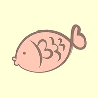 Orange fish sticker, pastel doodle in aesthetic design vector