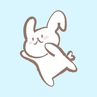 Cute bunny sticker, pastel doodle in aesthetic design vector