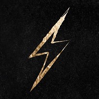 Lightning bolt sticker, gold aesthetic illustration vector