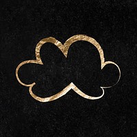 Cloud, weather sticker, gold aesthetic illustration vector