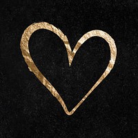 Valentine's heart sticker, gold aesthetic illustration vector