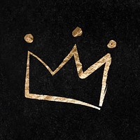 Crown sticker, gold aesthetic illustration vector