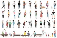 Collection of character illustration of people's activities