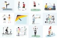 Collection of character illustration of people&#39;s activities
