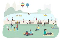 Illustration of people hanging out in the park