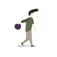 Character illustration of a man bowling