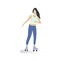 Character illustration of a girl rollerskating