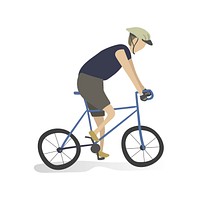 Character illustration of a guy on a bike