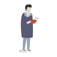 Character illustration of a guy on his ipad