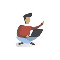 Character illustration of a guy using his laptop