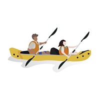 Character illustration of two people in a canoe