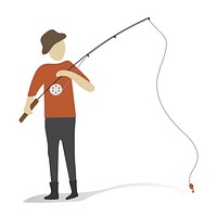 Character illustration of a guy holding a fishing rod