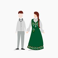 Norwegian traditional wedding dress vector