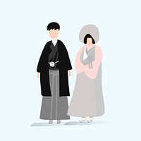 Japanese traditional wedding dress vector