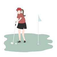 Character illustration of a woman playing golf