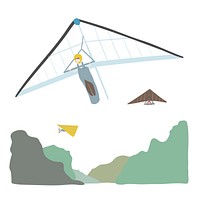 Character illustration of people hang gliding